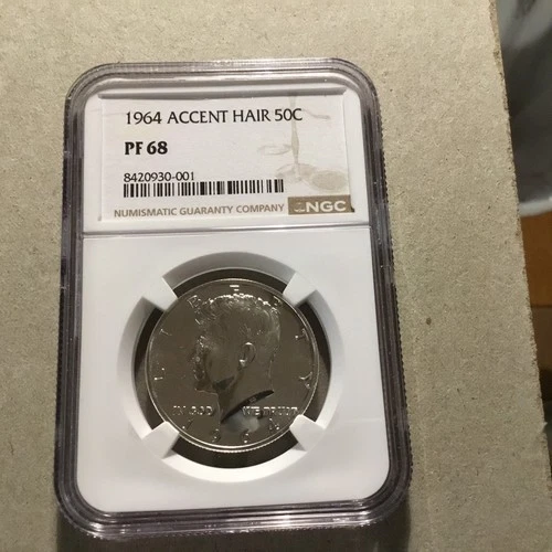 1964 Accent Hair Kennedy Half Dollar NGC PF 68. Gorgeous Coin .