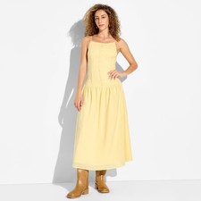Women's High Neck Dropped Waist Midi A-Line Dress - Wild Fable