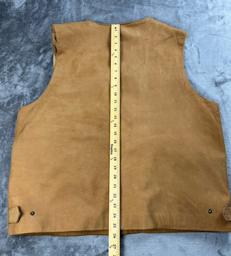 Orvis Leather Gilet Mens XL Brown Tan Hunting Shooting Waistcoat Vest Fishing - Foto 9 di 9