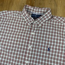 Ralph Lauren Classic Fit Short Sleeve Button Down Shirt Men XL Red/Green Plaid