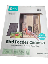 Birdfy NI-8408 Bamboo Bird Feeder with Camera  Solar Power Panel New
