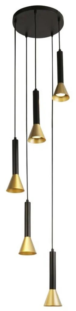 Ceiling Light Black Signal 5 & Gold Searchlight 13611-5BGO