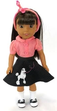 Complete Poodle Skirt Outfit Costume Halloween fits 14.5" WELLIE WISHERS Doll