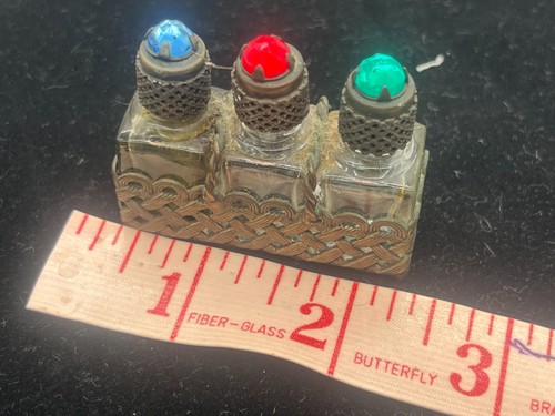 antique miniature perfume bottles jeweled set lot 3 french? glass vintage - Picture 14 of 14