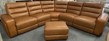 Cortado Tan Leather Power Reclining Corner Sofa With Footstool RRP £5,000+