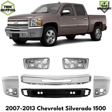 Front Bumper Chrome & Fog Lights Kit For 2007-2013 Chevrolet Silverado 1500