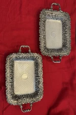 2 DOMINICK & HAFF REPOUSSE STERLING TRAYS 14 1/2 INCHES 53 TROY OZ
