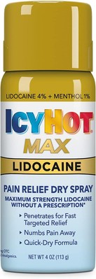 Icy Hot Max Strength Pain Relief Spray with Lidocaine Plus Menthol, 4 Ounces 
