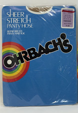 Vtg OHRBACH'S Sheer Stretch Pantyhose Reinforced Panty  Toe Size C PARCHMENT