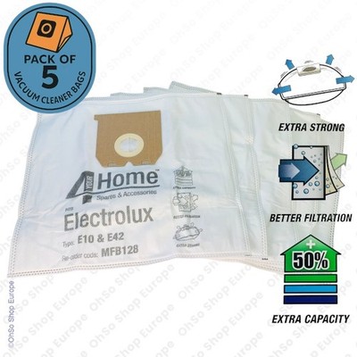 5 x ELECTROLUX Vacuum Cleaner Microfibre Bags E10, E42 Type - Samba Z1858, Z1860