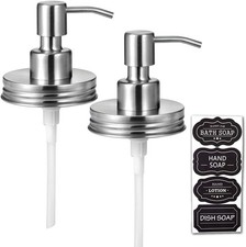 Brushed Nickel 2 Pack, Mason Jar Liquid Soap Dispenser Lid Pump