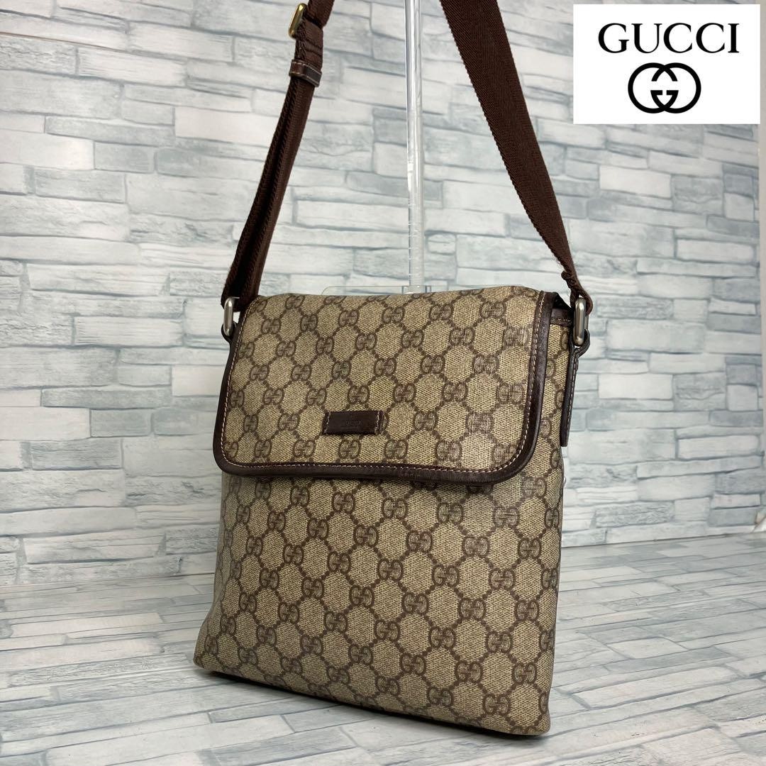 GUCCI GG Canvas Brown Shoulder Bag Authentic 223666 204990 F0801112