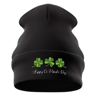 Bestickte St Patricks Day Beanie Mütze irisches Kleeblatt Design Kleeblatt Mütze Fo...