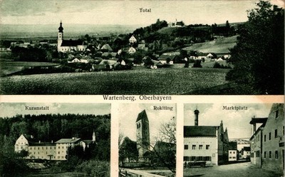 AK GRUSS AUS WARTENBERG KREIS ERDING MARKTPLATZ 4 BILD UM 1920 BAYERN