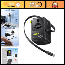 Universal Travel Adapter 70W, 6-in-1 International Plug Converter, Fast Charging