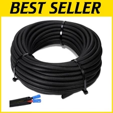 Versatile 1/2" Black Electrical Wire Cover - Durable Split Loom Protector 500 ft