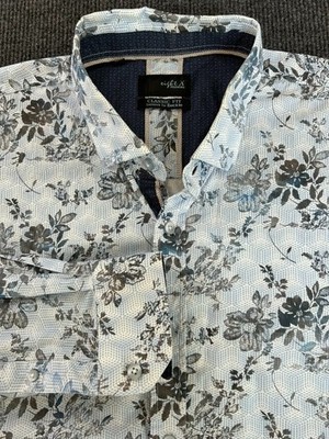 Eight X Premium Buckle Men's LS Shirt Classic Fit XXL Blue Black Floral Casual