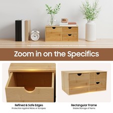 Bamboo Desk Organizer Mini Bamboo Desk Drawer Tabletop Storage Organization Box