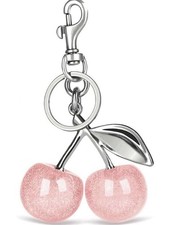 HOT Silver Pink Cherry Bag Charm Keychain, Metal  Resin