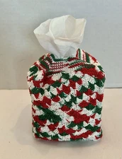 Hand Crocheted Holiday Tissue Box Cover Christmas Decor