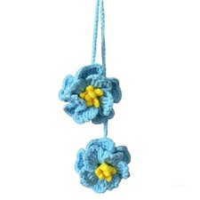 Crochet Peony Flower Car Mirror Hanging Accessories, Knitted Cute Flower Bag ...