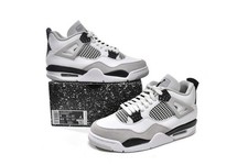 Nike Air Jordan 4 Retro White Grey Black Leather Unisex Sneakers DH6927-111