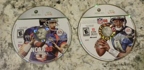 2 XBOX 360 Games NCAA 08 Football & Madden NFL 08 - Upload Draft Classes