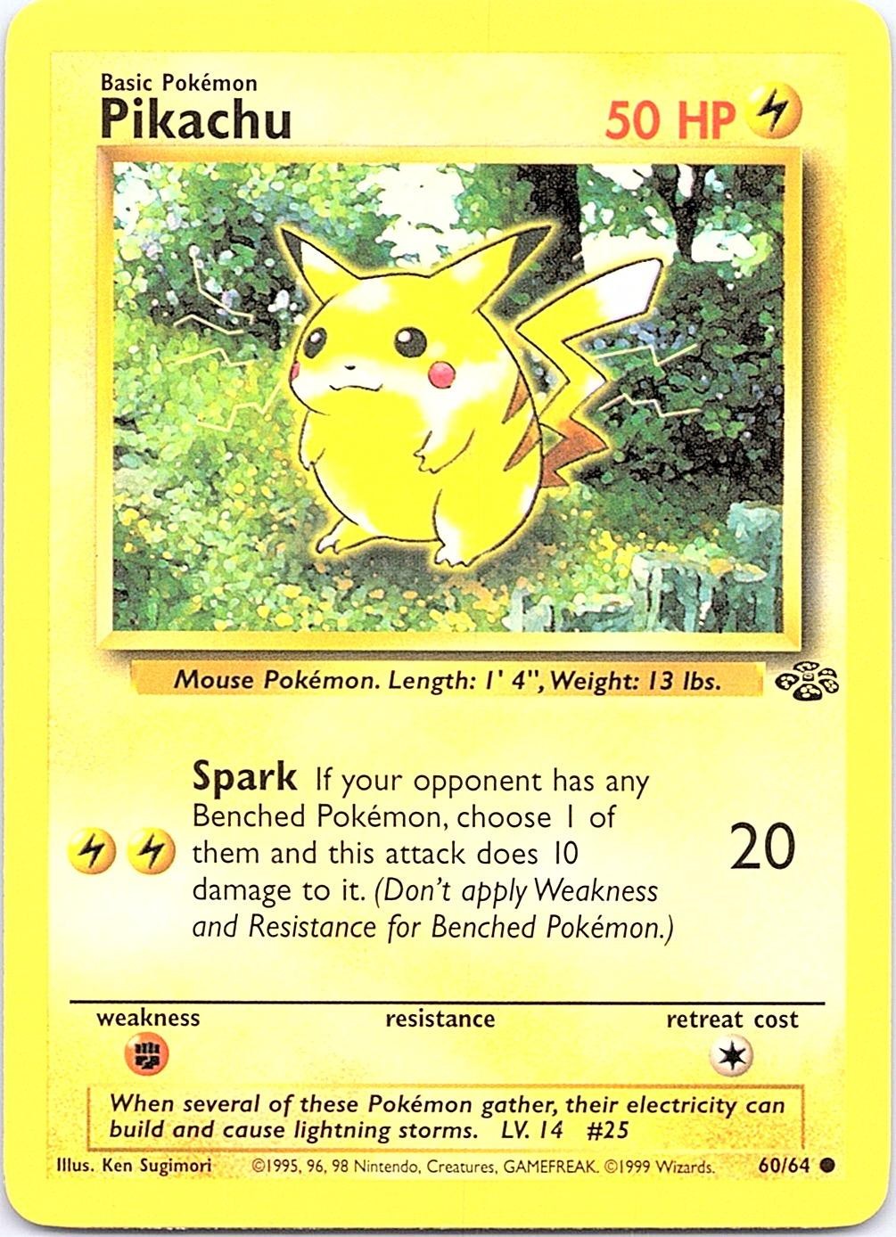 Pikachu 60/64 Common Jungle Pokemon Unlimited Near Mint