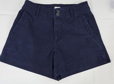 A New Day Women's Sz 4 Navy 4" Mid Rise Flat Front Double Button Stretch Shorts