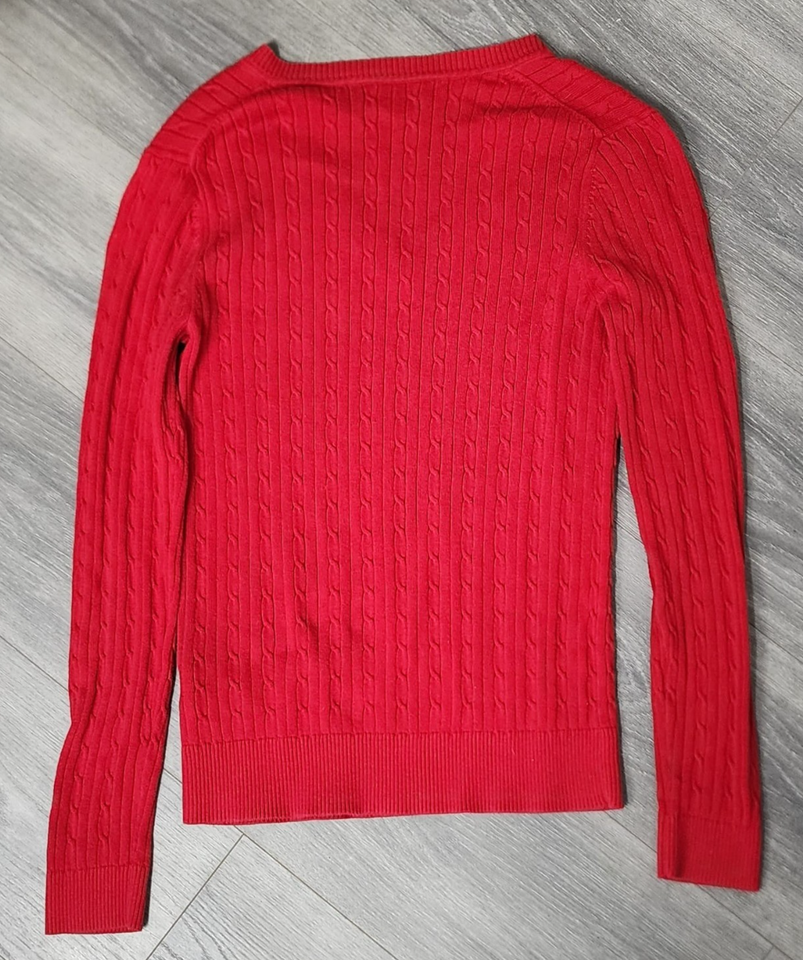 Pull Femme SO Rouge Taille S - Col Scoop - Torsades - Neuf Avec étiquette