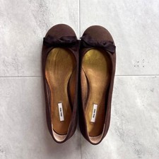 MIU MIU Ballet Shoes Suede Leather Brown Women's Size EU34.5/US4.51 from Japan