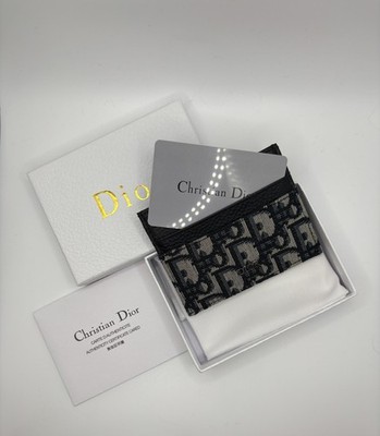 Black/Beige Christian Dior Oblique Jacquard Card Holder