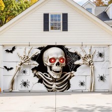 Halloween 7 x 16 FT Creepy Skeleton Garage Door Cover Banner Decoration