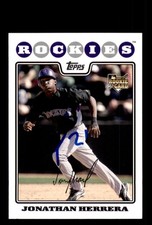 Signed Baseball Card Auto Jonathan Herrera 2008 Topps #UH291 Colorado Rockies