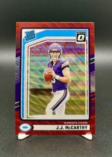 2024 Panini Donruss - Rated Rookie J.J. McCarthy #303 Optic Preview Red Wave