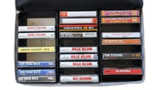 Cassette Tape Lot  Gray Case Logic Country  Pop Mix Willie Nelson Streisand