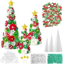 Christmas Tabletop Tree Craft Kits - DIY Foam Cone Centerpieces 3 Set 