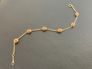 18K Gelbgold Fanta Granat Kubanische Gliederkette Armband 6 6 Zoll