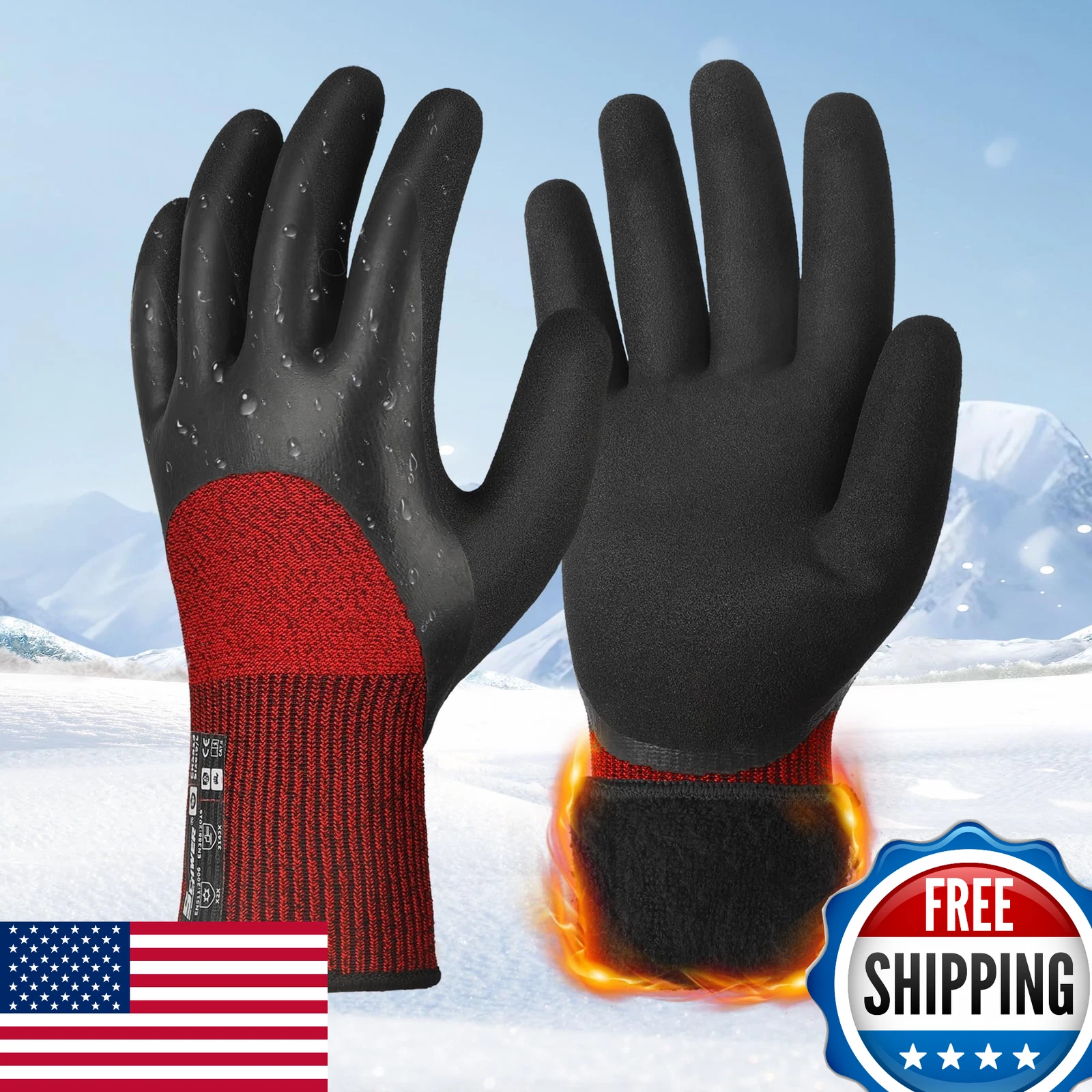 Schwer 6 Pairs Thermal Winter Work Gloves, 3/4 Double-Dipped, ANSI A2 Cut Resist