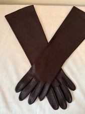 VTG Hansen Ladies Gloves Long Brown Faux Snakeskin