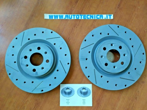 COPPIA DISCHI FRENO ANTERIORI FIAT GRANDE PUNTO ABARTH FORATI E BAFFATI SPORT - Picture 2 of 4