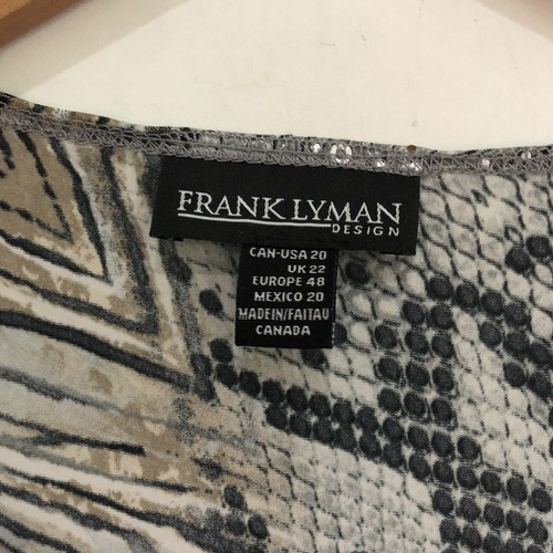 Bnwt Frank Lyman Faux Wrap Top Size 22 Silver Grey Animal Print Sequins Cruise - Picture 5 of 8