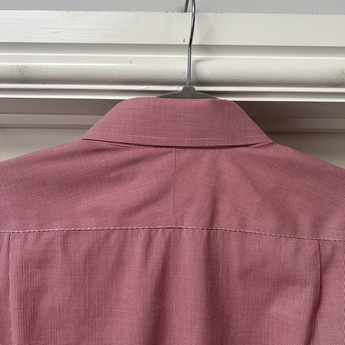 Charles Tyrwhitt Shirt Men's Neck 17" Red Check Non Iron Slim Fit Double Cuff - Picture 11 of 13