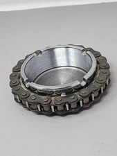 Vintage Industrial Chain Gear Ashtray Metal Chrome With Chain Ring