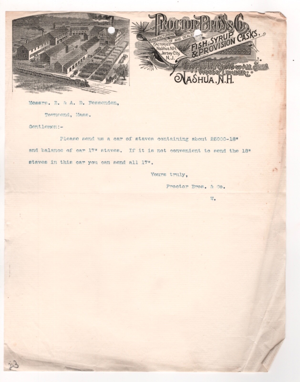 CA 1895 ORNATE RARE PROCTOR BROS CO LETTERHEAD FISH SYRUP PROVISIONS NASHUA  NH | eBay