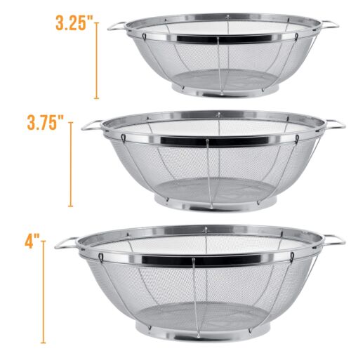 - 3 Piece Colander Set - Stainless Steel Mesh Strainer Net Baskets with Handl... - Picture 3 of 7