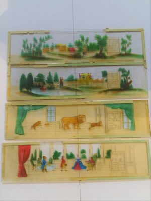 5 Plaques De Verre Pour Lanterne Magique - Vers 1900 - Lot N°6 - Fabriqué En France