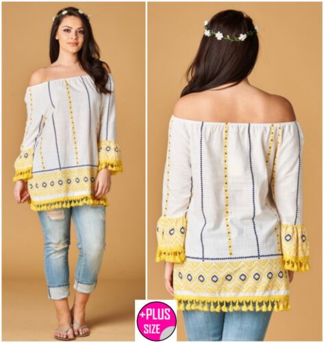 Cute Plus Size BoHo Gypsie Mini Dress Tunic 1X, 2X, -New! - Afbeelding 1 van 6