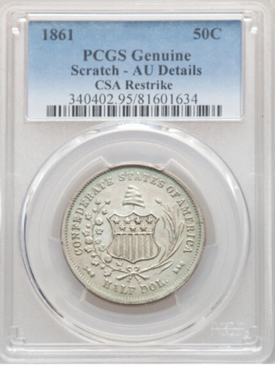 1861 C.S.A. Half Dollar, Scott Restrike Breen-8002, AU Details
