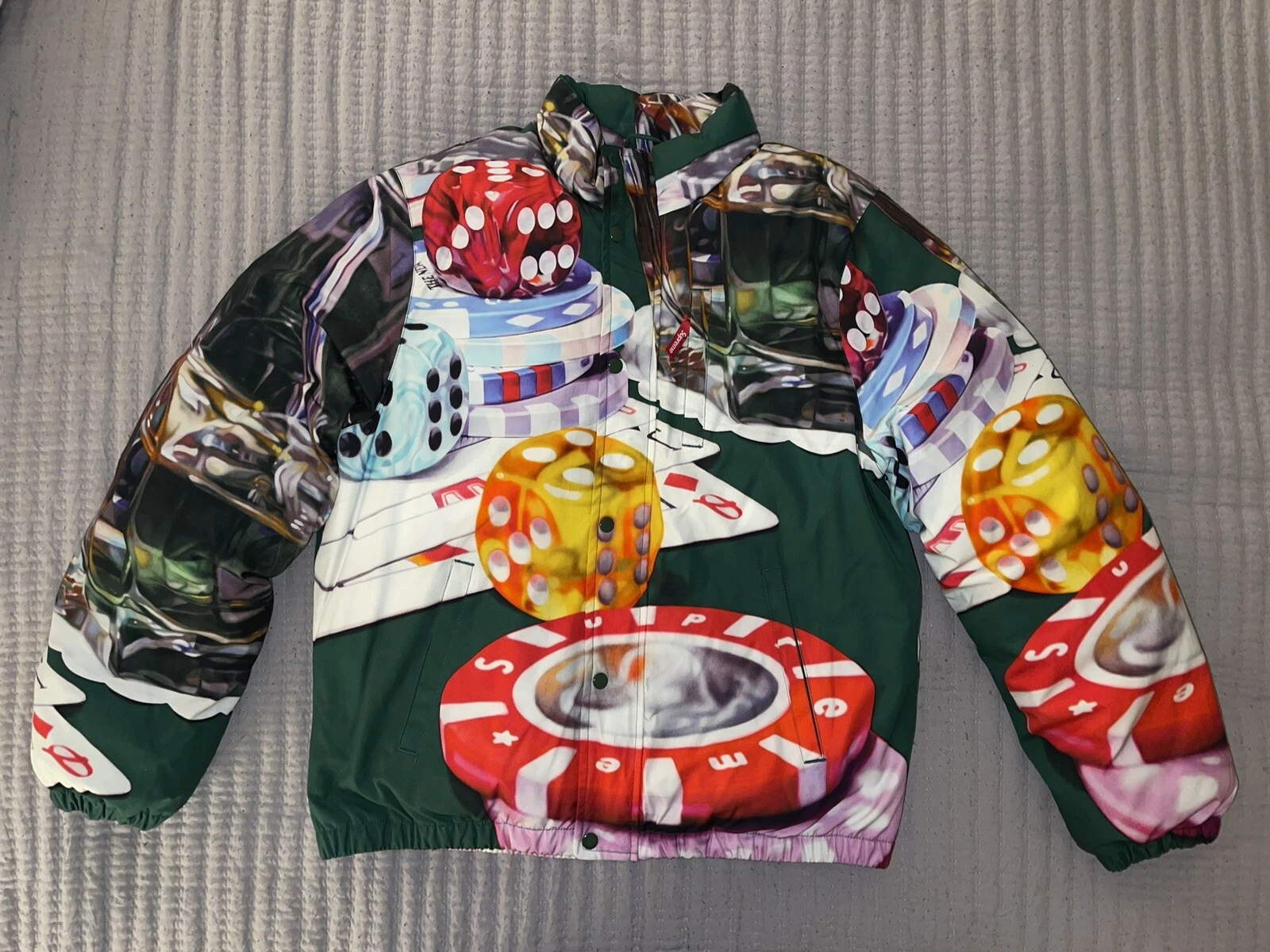 (Taille Large) Doudoune Supreme Casino verte FW18 homme adulte unisexe manteau bouffant